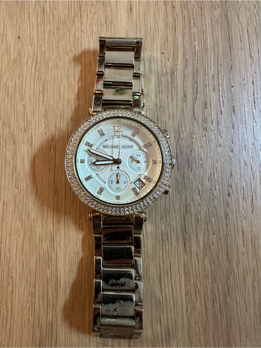 Michael Kors Silver Tone Crystal-Trim Women's Chronograph Watch